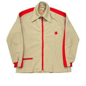 Vintage 60s Stuart Nelson Track Jacket Mens Tan Red Lion Logo Zip Sportswear